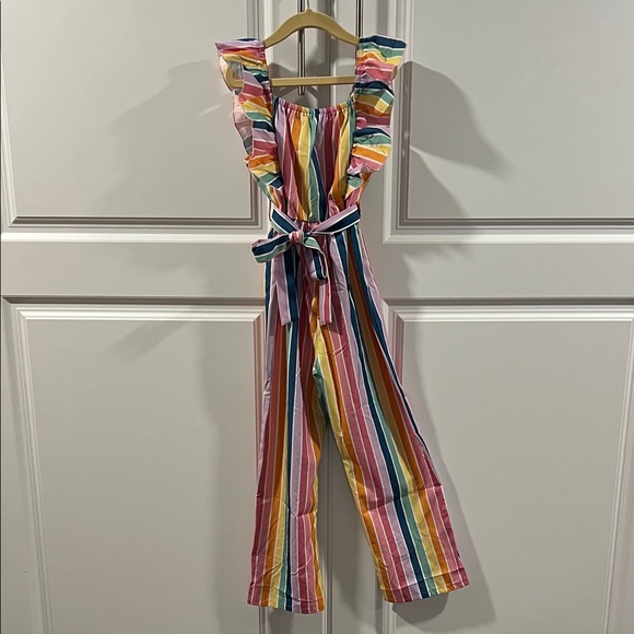 Colorful Striped Jumpsuit with Ruffle Sleeves - Picture 1 of 2